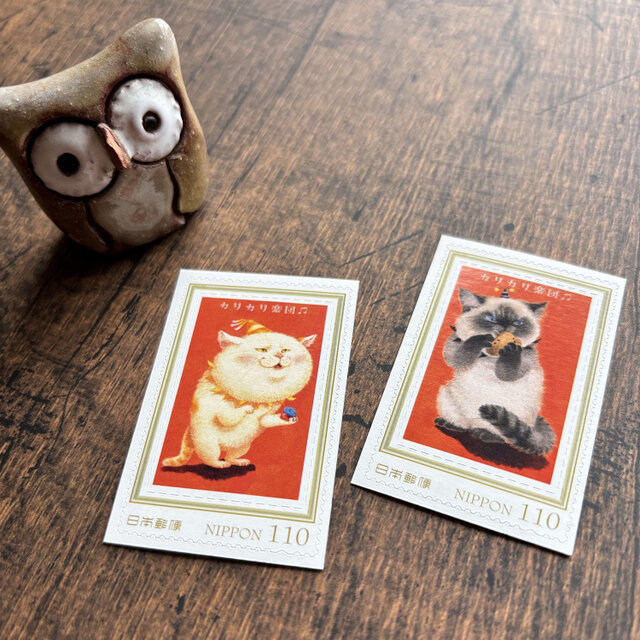 とりのこ切手『カリカリ楽団・カスタネット&オカリナ』