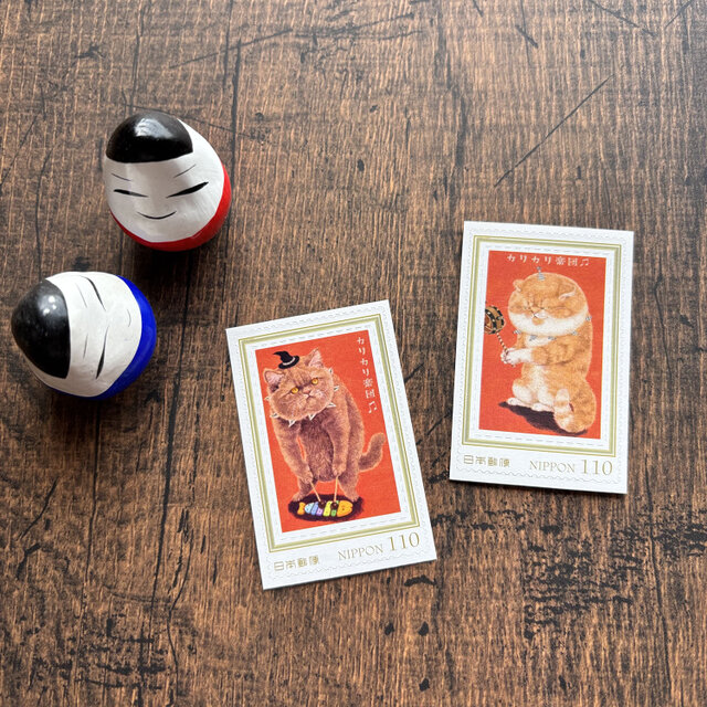 とりのこ切手『カリカリ楽団・もっきん&でんでん太鼓』