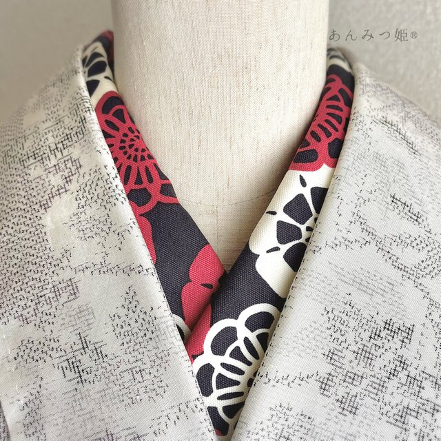 綿の半衿  えんじ色ドイリー