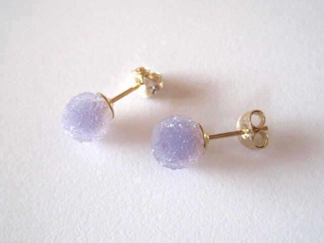 グレープカルセドニーの原石ピアス /Indonesia/Grape Chalcedony 14kgf