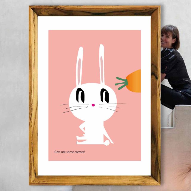 おねだり　ウサギ　送料無料 　イラスト　たのしくなるお部屋へ　ポスター　アートポスター　アートsei検索新着順　3481