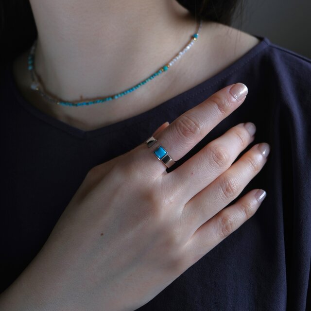 ターコイズ　マザーオブパール　フェティッシュ　ネックレス　zuni ターコイズ マザーオブパール フェティッシュ ネックレス zuni