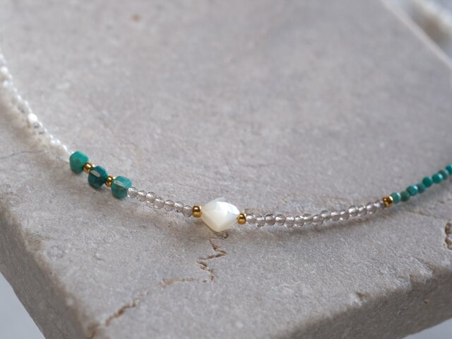 sturquoise ＆mother of pearl necklace：天然石ターコイズ