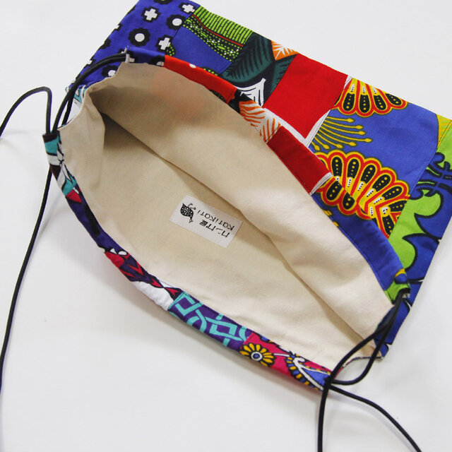 150☆アフリカ布☆ハトメ巾着バッグ☆ 156☆アフリカ布☆ハトメ巾着