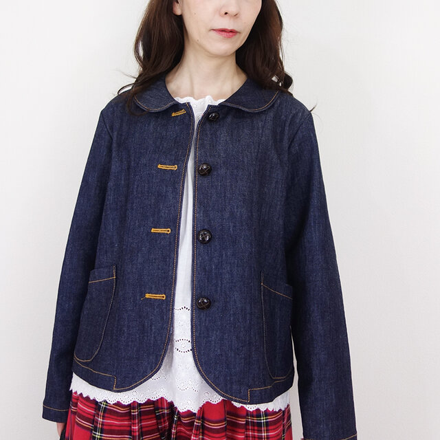 [予約販売] ジーンズステッチの丸襟ジャケット