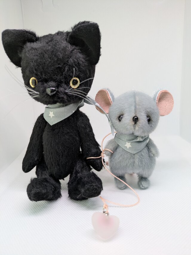 ぬいぐるみ☆ねことねずみ☆ハート☆ペア | iichi 日々の暮らしを