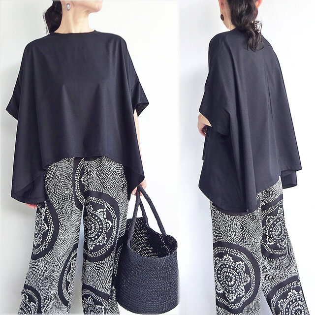 複数枚購入でお得♪　テントラインTシャツ（ブラック）