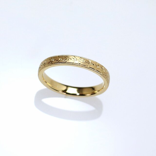 K18YG 手彫りリング(月桂樹)