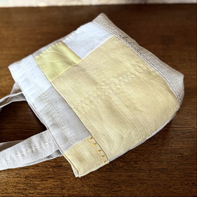 ベビーイエロー リネンパッチかばん