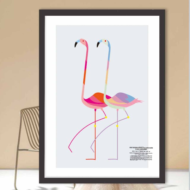 ツインズ　フラミンゴ　送料無料 　イラスト　たのしくなるお部屋　ポスター　アートポスター　アートsei検索新着順　3451