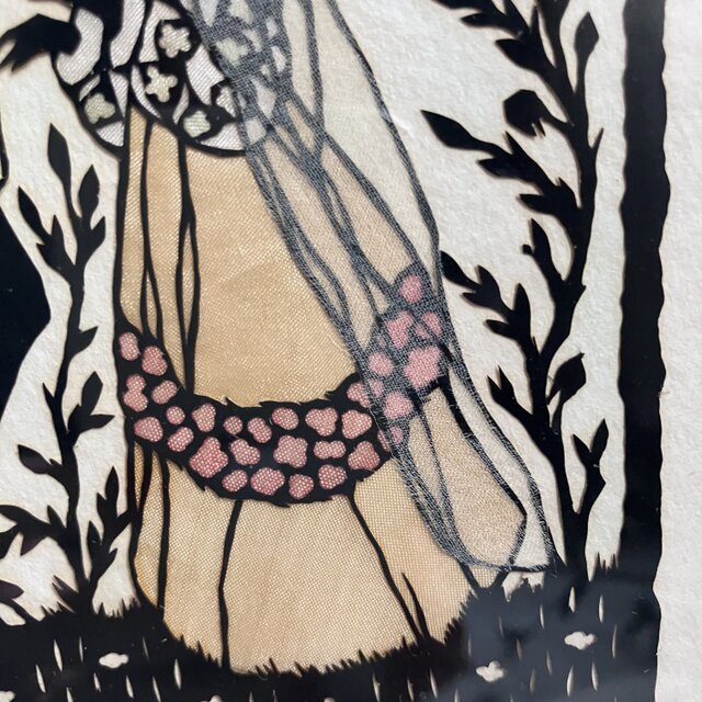 童話のような王子と王女の切り絵／壁飾り／ヴィンテージアート