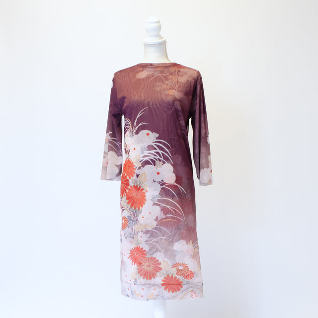 【完成品】O3 菊乱れ咲き 桔梗添え ワンピース