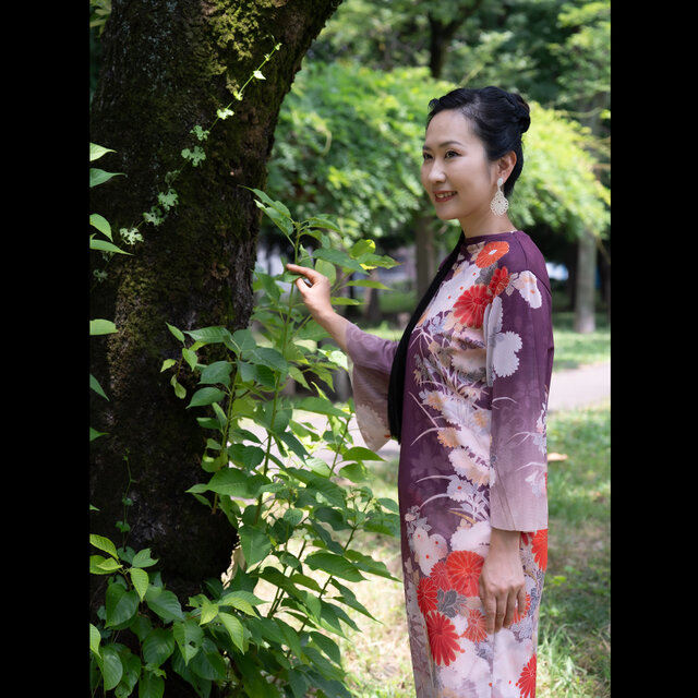 完成品】O3 菊乱れ咲き 桔梗添え ワンピース | iichi 日々の暮らしを