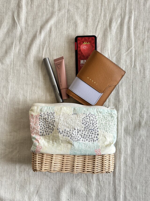 布バスケットセット　プリーツポーチ　猫柄　ハンドメイド　レア生地　ポーチ 布バスケットセット プリーツポーチ 猫柄 ハンドメイド レア生地