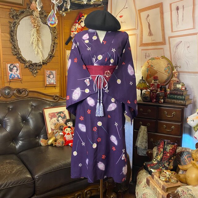 浴衣リメイク ワンピース ドレス 名古屋帯サッシュベルト 和洋 浴衣リメイク ワンピース ドレス 名古屋帯サッシュベルト 和洋
