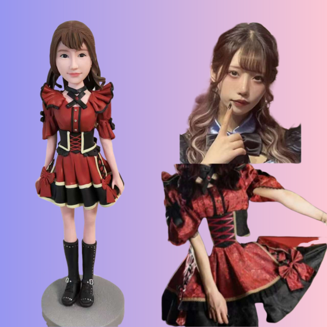 オーダーメイド 似顔絵 フィギュア 女性|写真 から フィギュア|自分の人形を作る|名入れギフト 友達 誕生日 昇進
