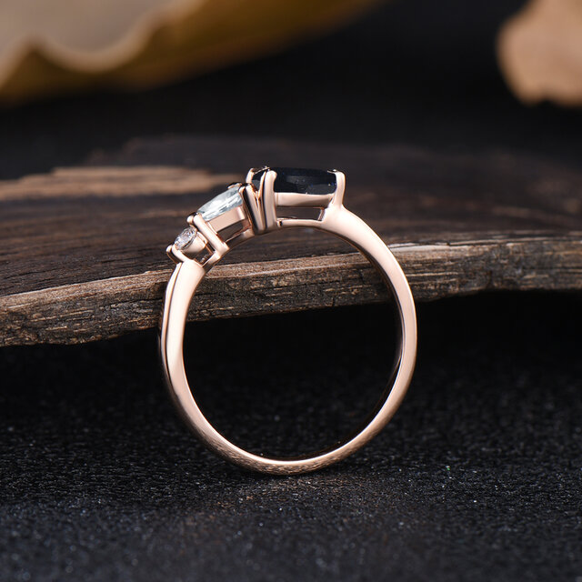 ギャラクシー ブルー サンドストーン リング モアッサナイト 結婚指輪