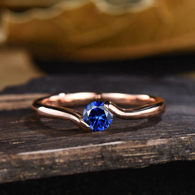 ブルーサファイア ソリティアリング 9月誕生石 ブルージェムストーンリング 記念日 誕生日 ジュエリー ギフト