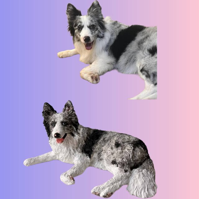 【受注作製】ペットギフト うちの子 写真入り 犬人形 フィギュア、名入れ 愛犬 肖像画 似顔絵❤ペットロス、誕生日、記念日