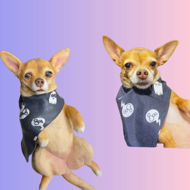 【受注作製】ペットギフト うちの子 写真入り 犬人形 フィギュア、名入れ 愛犬 肖像画 似顔絵❤ペットロス、誕生日、記念日