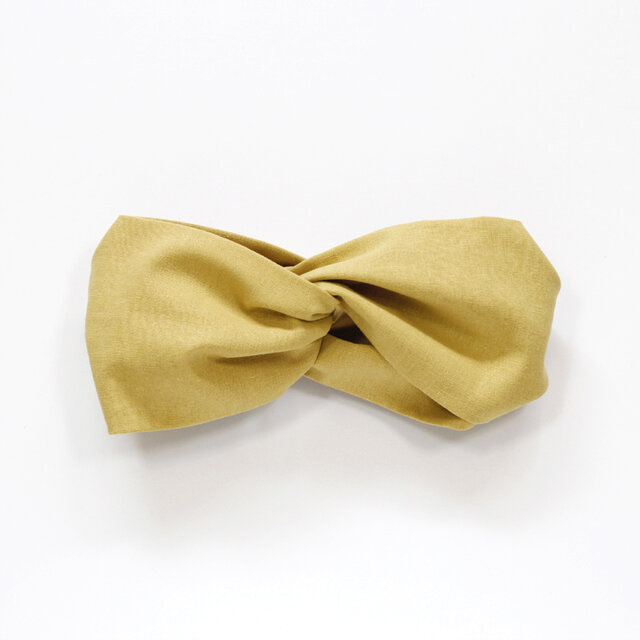 シンプルで風合い豊かなヘアターバン コットンリネン（ レモンシフォン ）ヘアバンド コットンリネン 綿麻