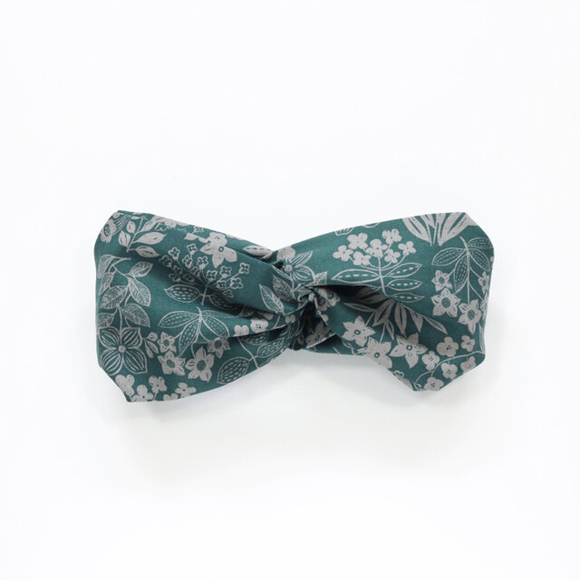 シンプルで風合い豊かなヘアターバン ボタニカル（ グリーン ）ヘアバンド 綿 麻