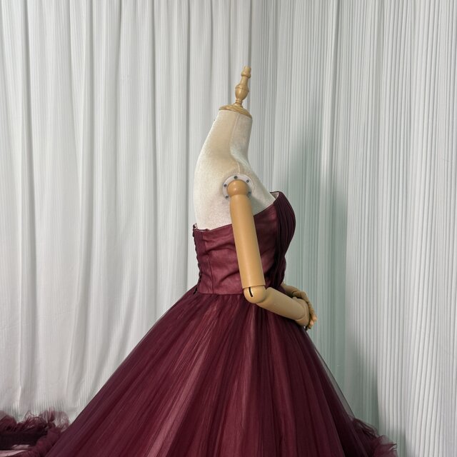AIMER ベアトップドレス ボルドー レディース