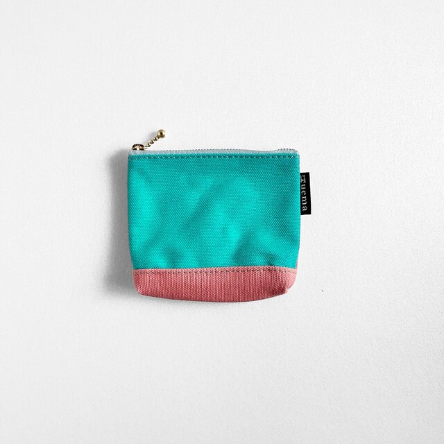 お財布にもなるミニポーチ＊エメラルド×コーラル