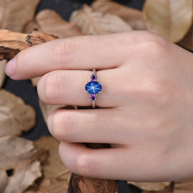 ブルースターサファイア 婚約指輪 2月の誕生石 パープルクリスタル