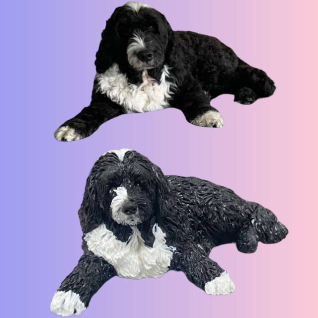 【受注作製】ペットギフト うちの子 写真入り 犬人形 フィギュア、名入れ 愛犬 肖像画 似顔絵❤ペットロス、誕生日、記念日