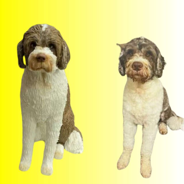 【受注作製】ペットギフト うちの子 写真入り 犬人形 フィギュア、名入れ 愛犬 肖像画 似顔絵❤ペットロス、誕生日、記念日