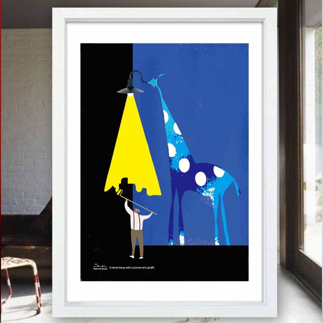 街路灯　キリン　送料無料 　イラスト　たのしくなるお部屋へ　ポスター　アートポスター　アートsei検索新着順　3333