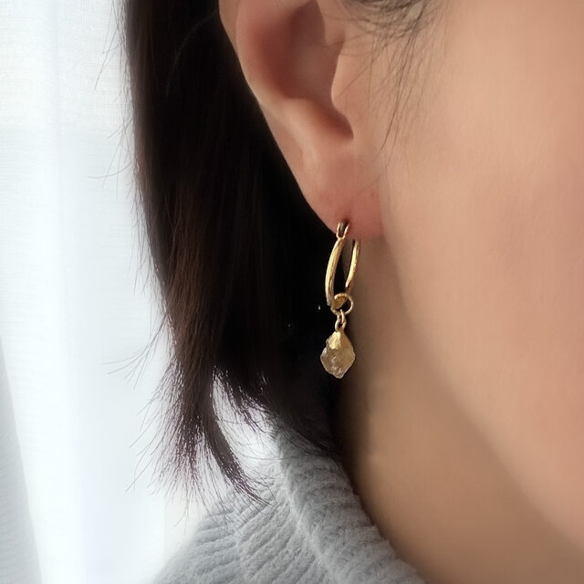 8種類の天然石から選べる✨フープピアス（イヤリング）＆チャーム