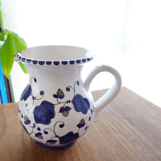 水差し ジャグ 16cm 1000mL BRC006 バイオレットブルー 草花模様