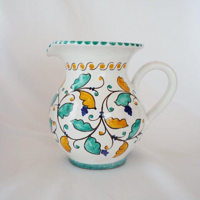 水差し ジャグ 16cm 1000ml BRC007 草花模様 マヨリカ焼き フラワー