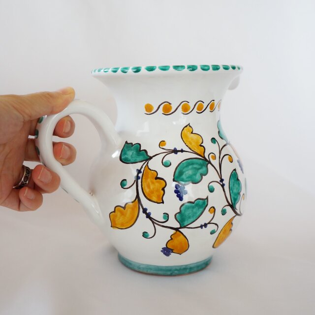 水差し ジャグ 16cm 1000ml BRC007 草花模様 マヨリカ焼き フラワー