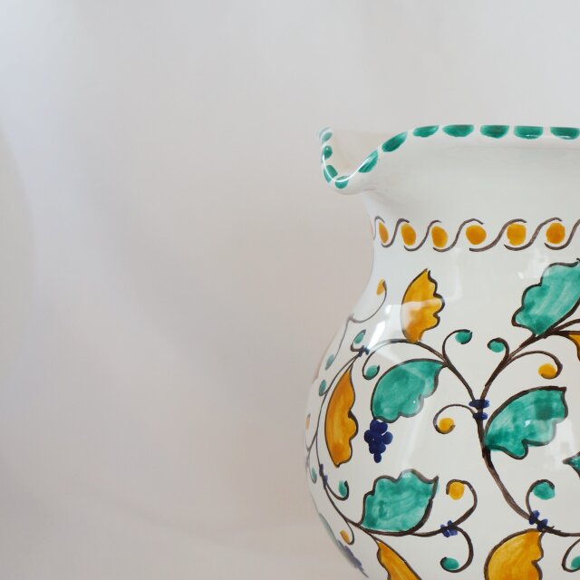 水差し ジャグ 16cm 1000ml BRC007 草花模様 マヨリカ焼き フラワー