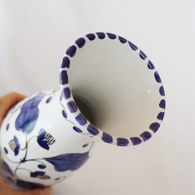 デキャンタ 美しい青色のガラス製装飾品 GIR633【手作りペルシアガラス】 ペルシアンブルーのデキャンタ