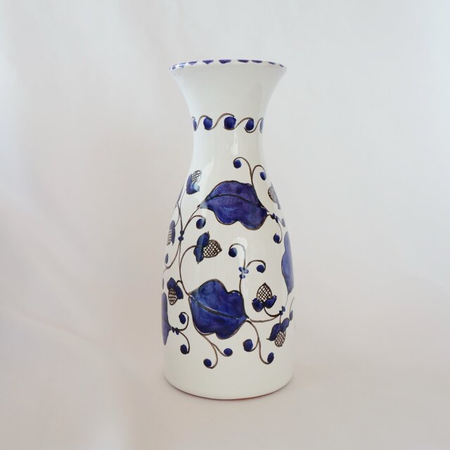 タラベラ焼　陶器花瓶　スペイン　デルフトブルー　マジョリカ　アラベスク花唐草 タラベラ焼 陶器花瓶 スペイン デルフトブルー マジョリカ