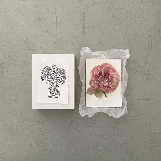 手染め『華やかなアプリコットピンク薔薇』suMire-bouquet布花コサージュ