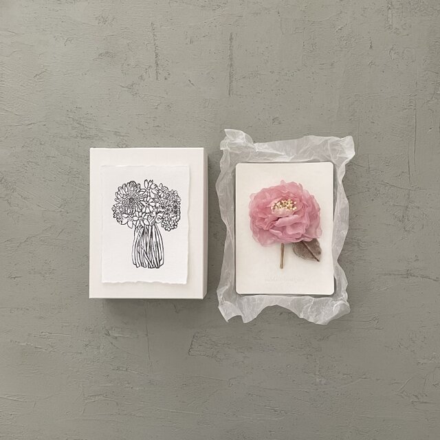 手染め『極薄絹淡桃色薔薇』suMire-bouquet布花コサージュ