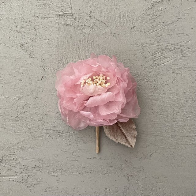 手染め『極薄絹淡桃色薔薇』suMire-bouquet布花コサージュ | iichi
