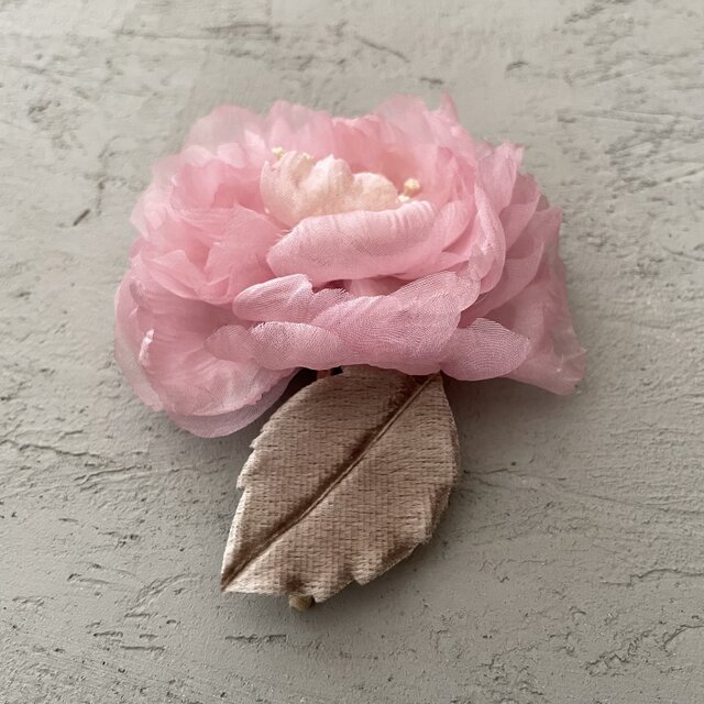 手染め『極薄絹淡桃色薔薇』suMire-bouquet布花コサージュ | iichi