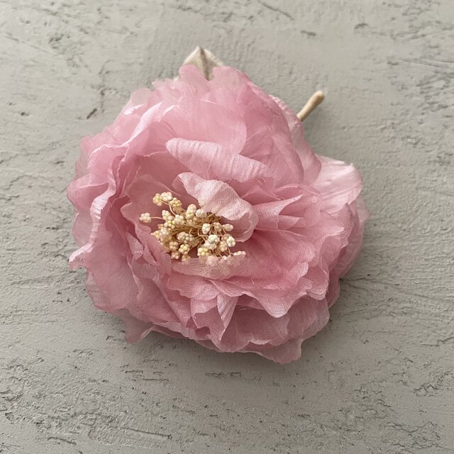 手染め『極薄絹淡桃色薔薇』suMire-bouquet布花コサージュ | iichi