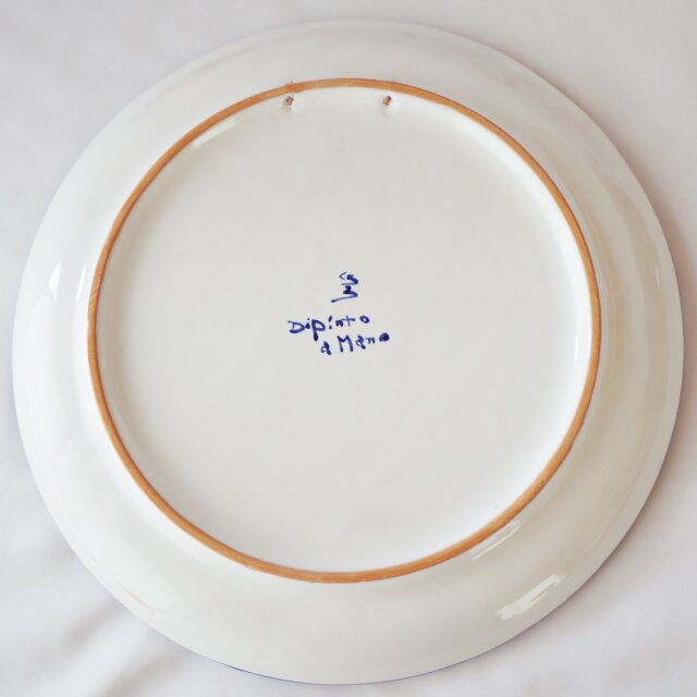 絵皿 26cm GEO051 コバルトブルーとターコイズブルーの幾何学