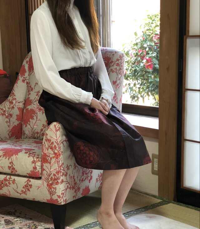 紬スカート薔薇大正ロマンM〜L