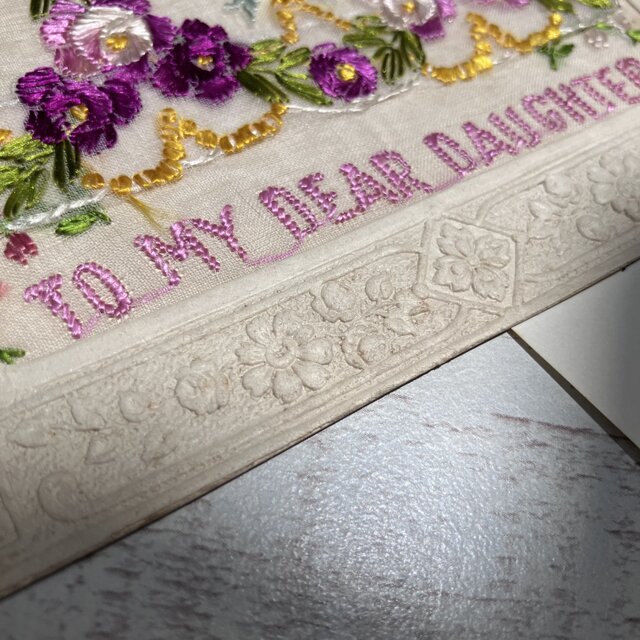 アンティークの刺繍カード「愛する妹へ」/刺繍カード/ヴィンテージ