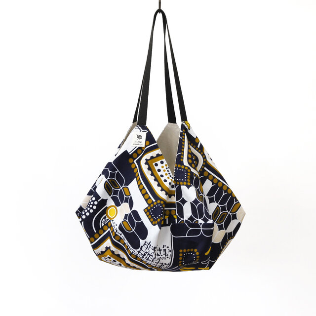 アフリカ布のマルシェバッグ（ 幾何学模様 ）肩掛け エコバッグ 買い物