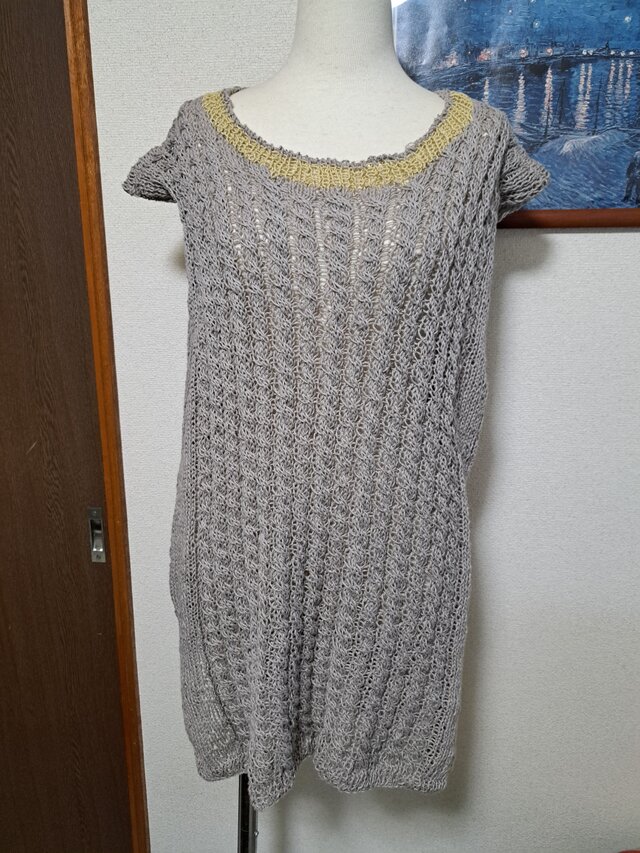 リネンのゆったりロングベスト