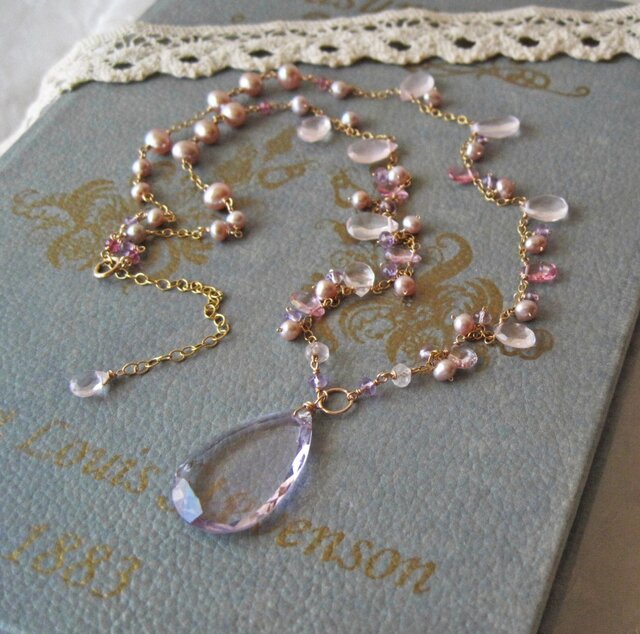 ◇K14gf,ピンクアメジスト,ピンクトパーズ,ローズクォーツN